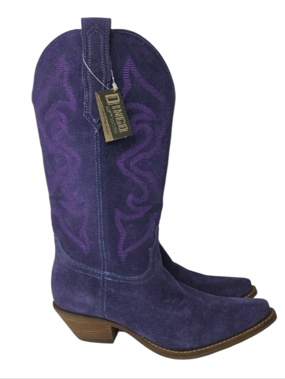 Dingo Out West Embroidered Snip Toe Cowboy Womens Purple Casual Boots Size 8 M